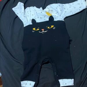 Cat & Jack Black and White Footies with Cat Design